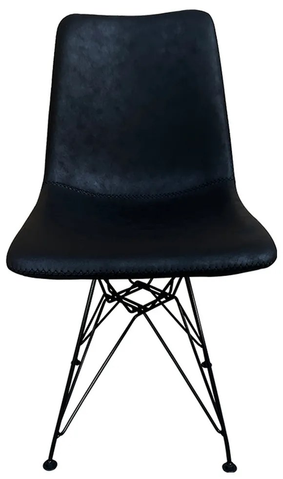 Καρέκλα Τραπεζαρίας ArteLibre SELVA Vintage Μαύρο PU/Μέταλλο 43x57x81cm