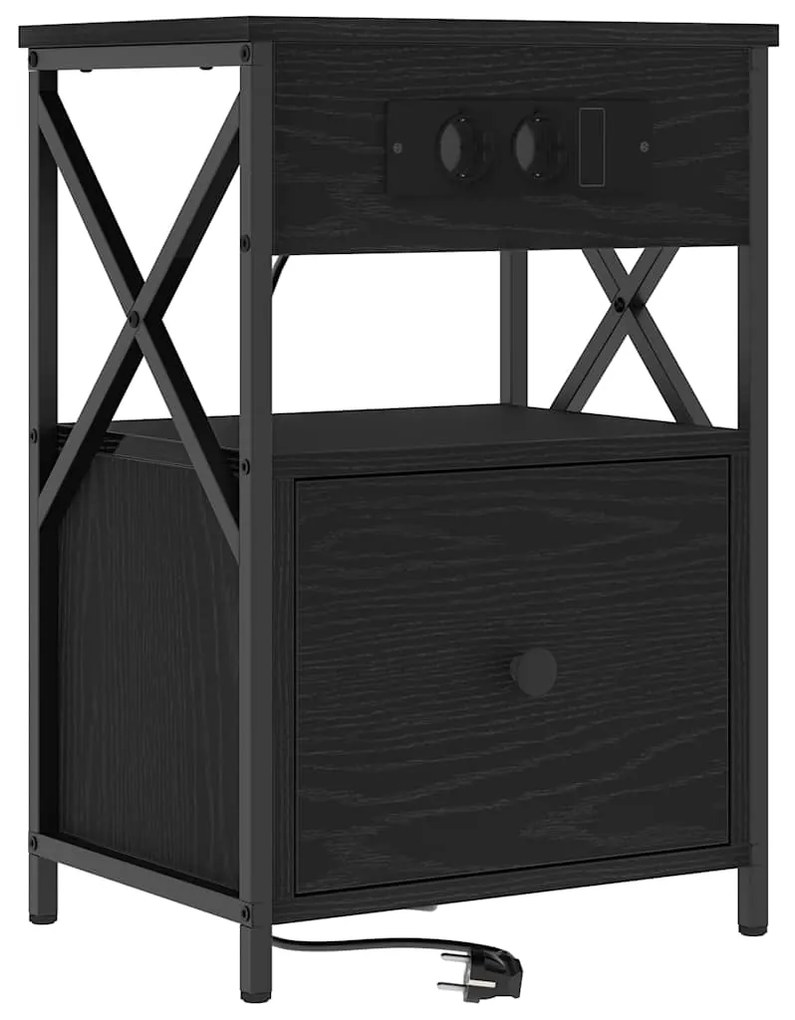 vidaXL Κομοδίνο Μαύρη δρυς 40 x 31 x 60 εκ. Επεξεργασμένο ξύλο