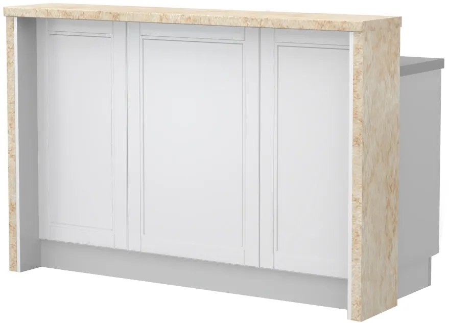 Πάγκος νησίδας Tahoma-Μήκος: 150 εκ.-Λευκό ματ-Latino Marble