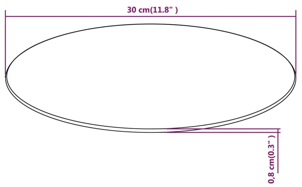 vidaXL Επιφάνεια Τραπεζιού Στρογγυλή 300 χιλ. από Ψημένο Γυαλί