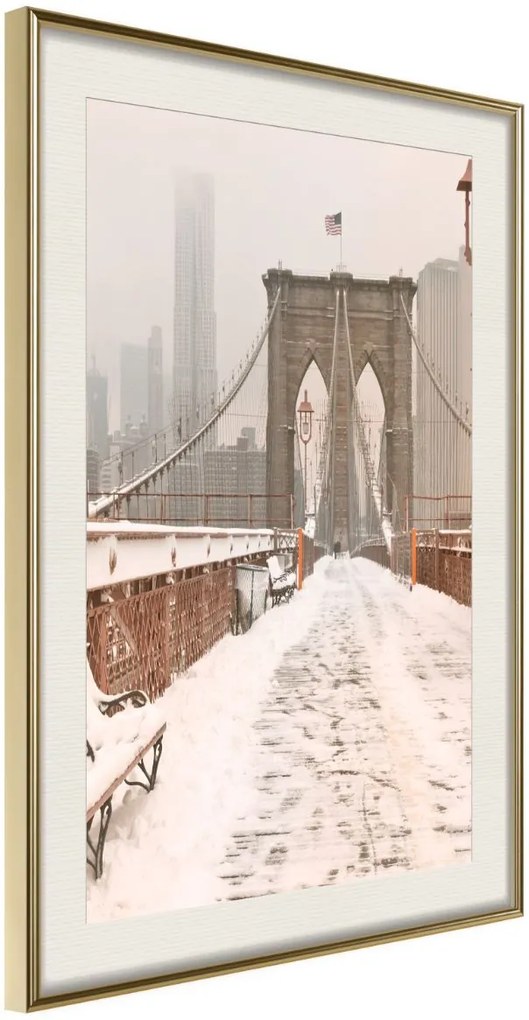 Αφίσα - Winter in New York - 20x30 - Χρυσό - Με πασπαρτού