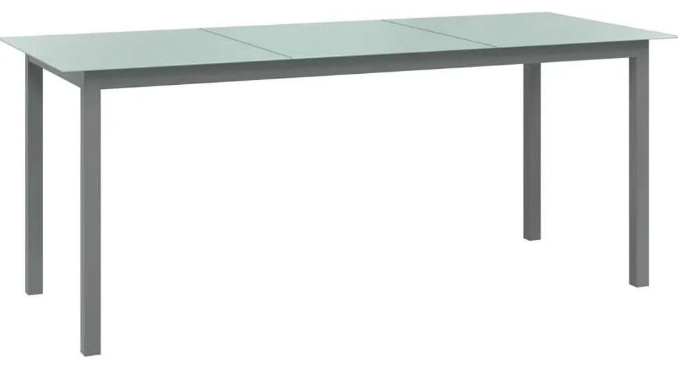 vidaXL Τραπέζι Κήπου Ανοιχτό Γκρι 190x90x74 εκ. από Αλουμίνιο / Γυαλί