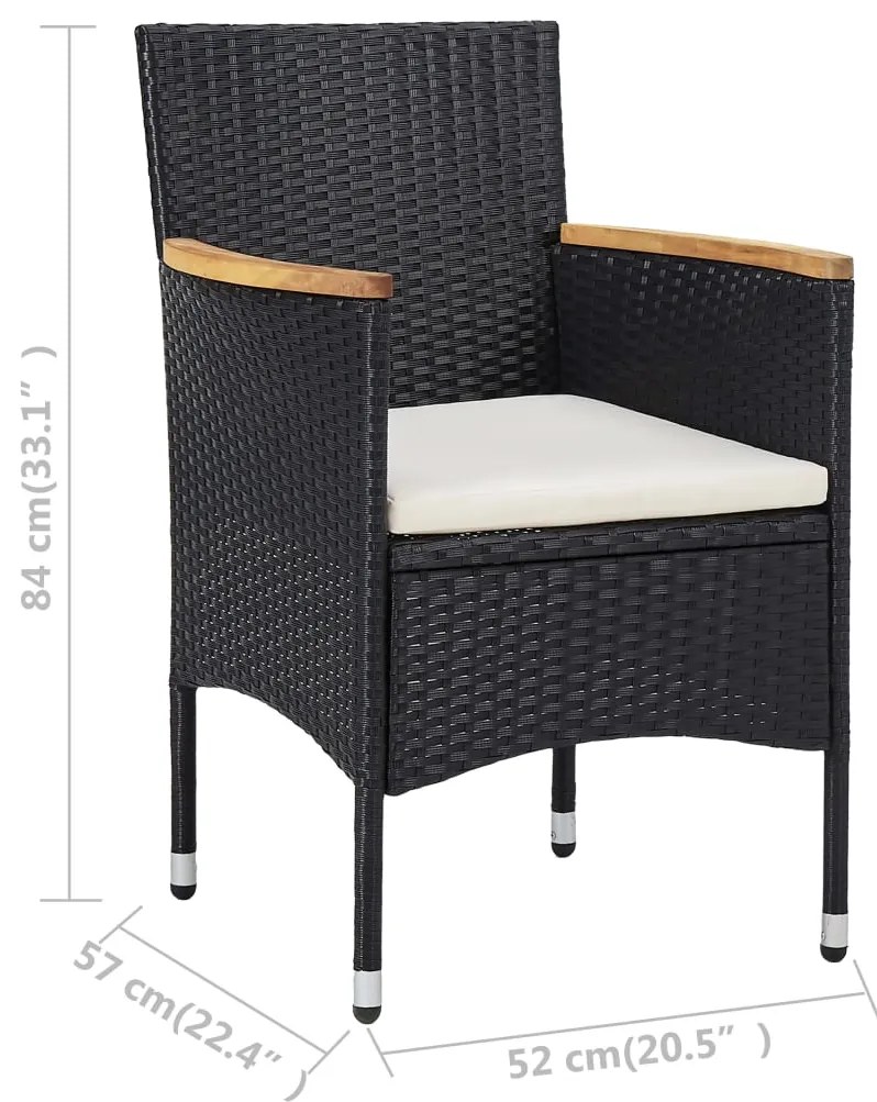 vidaXL Καρέκλες Τραπεζαρίας Κήπου 2 τεμ. Μαύρες από Συνθετικό Ρατάν