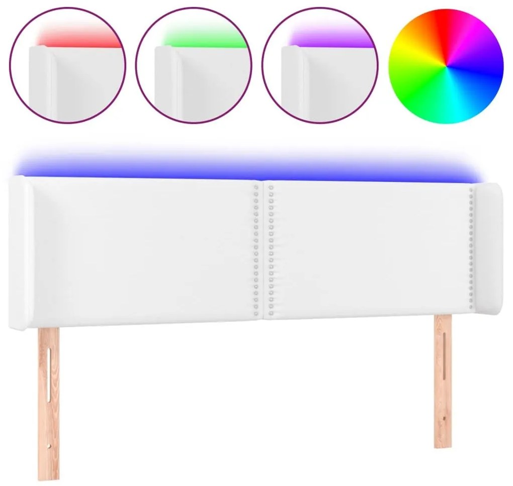 Κεφαλάρι Κρεβατιού LED Λευκό 147x16x78/88 εκ. Συνθετ. Δέρμα - Λευκό