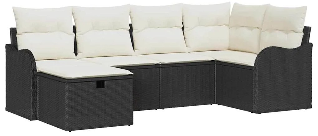 vidaXL Σετ Καναπέ Κήπου 6 pcs Μαύρο και κρεμ 232.5 x 122.5 x 85 εκ