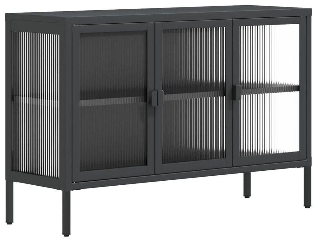 vidaXL Ντουλάπι Μαύρο 105 x 35 x 70 εκ. από Γυαλί και Ατσάλι