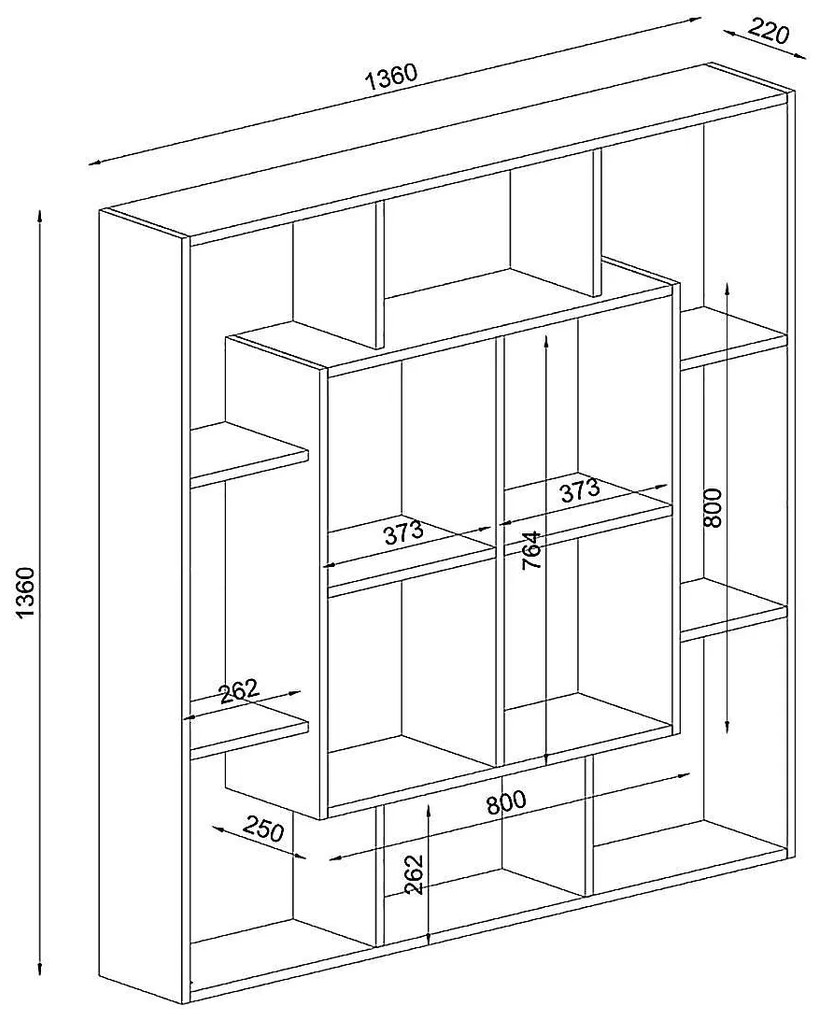 Βιβλιοθήκη NISIROS Cordoba Μοριοσανίδα/Μελαμίνη 136x22x136cm - 14410279