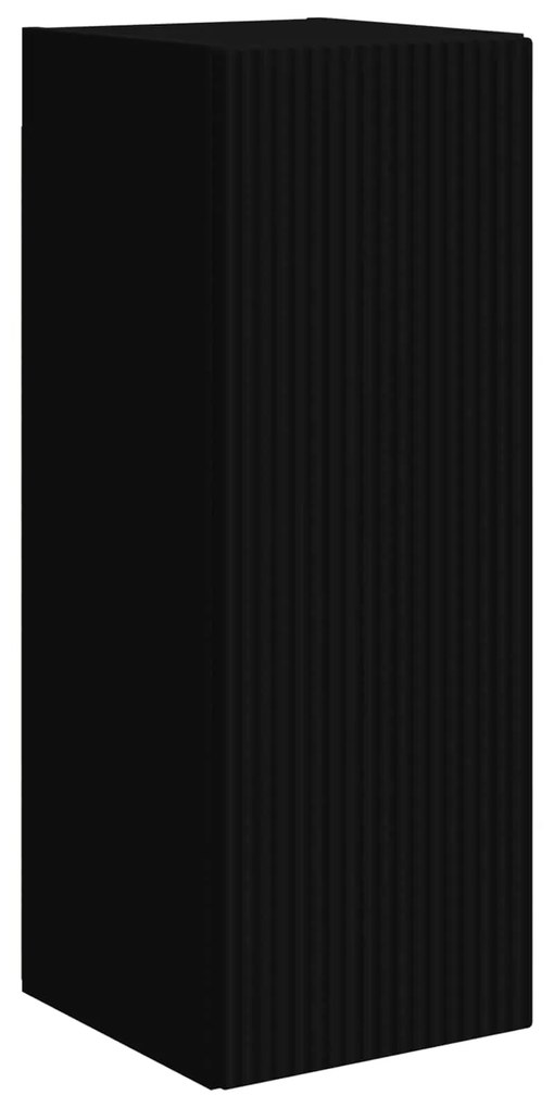 vidaXL Σετ επίπλου τηλεόρασης Επιτοίχιο 2 pcs Μαύρο Επεξεργασμένο ξύλο