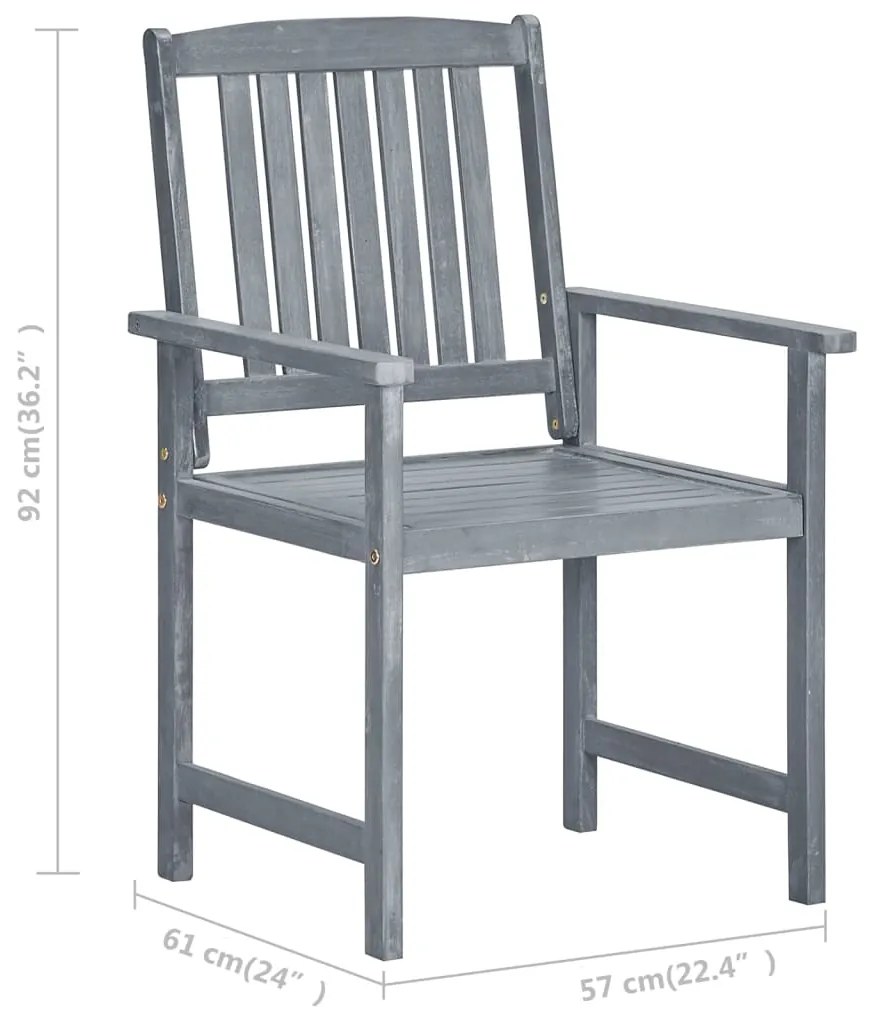 vidaXL Καρέκλες Κήπου 8 τεμ. Γκρι από Μασίφ Ξύλο Ακακίας με Μαξιλάρια