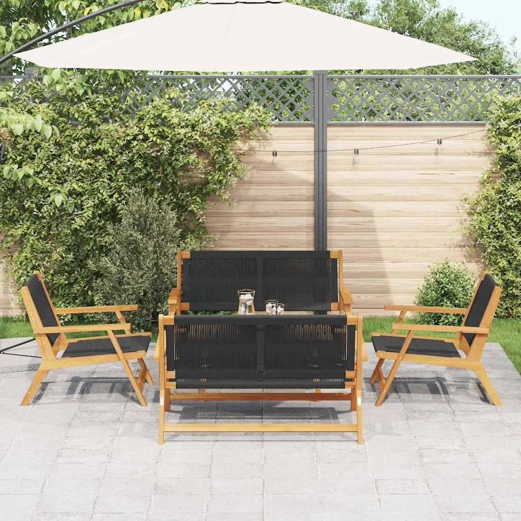 vidaXL Κήπου Καρέκλες με Τραπέζι 5 pcs Μαύρο 90 x 45 x 40 cm