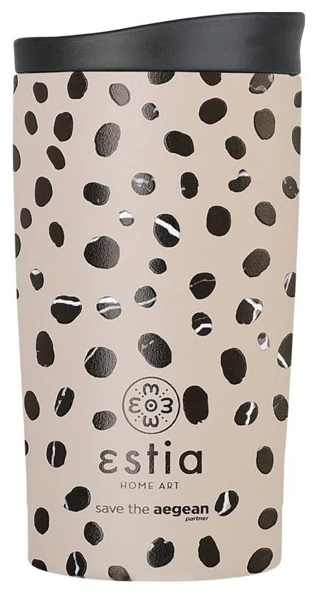 Θερμός Ποτήρι Ανοξείδωτος Travel Mug Leopard Taupe Save The Aegean 350ml-8x8x15εκ. Estia 01-25663