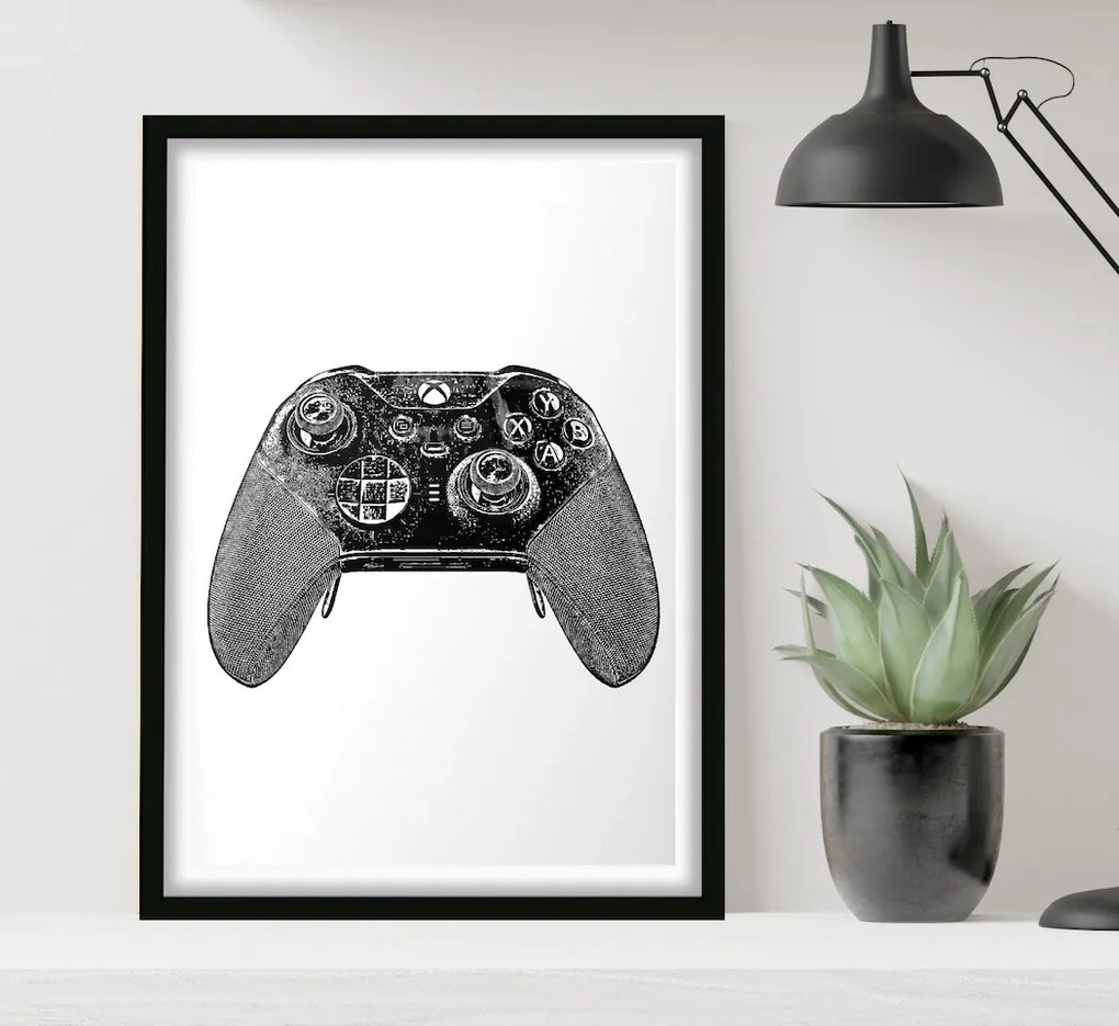 Πόστερ &amp; Κάδρο Xbox Controller GM136 40x50cm Μαύρο Ξύλινο Κάδρο (με πόστερ)