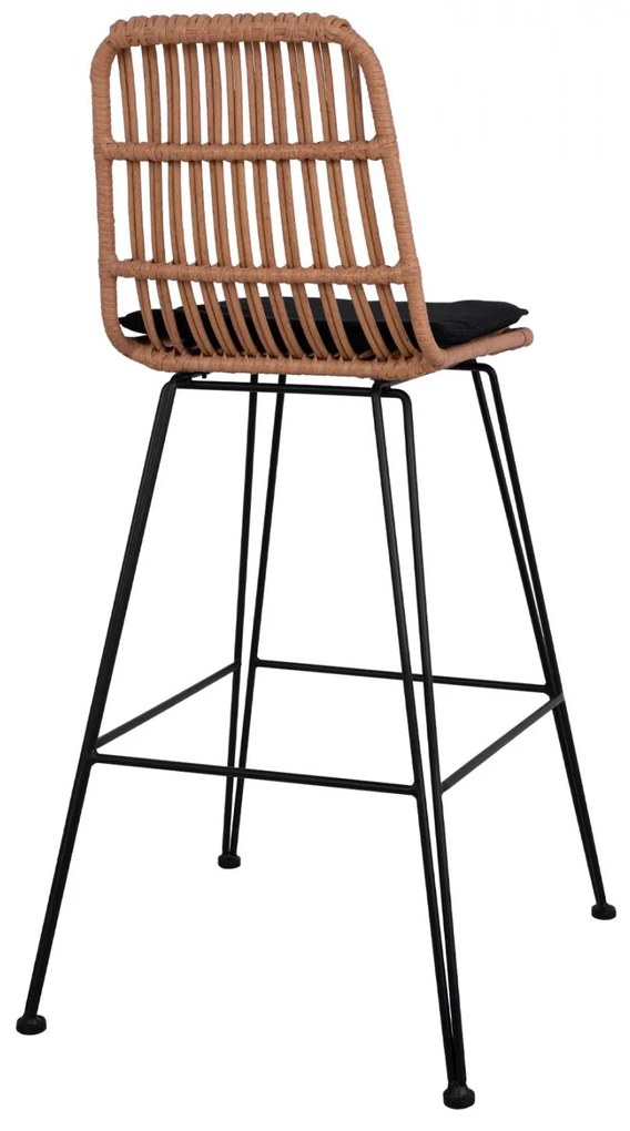 Σκαμπό Μπαρ ALLEGRA C5452 Μεταλλικό με Μπέζ Wicker &amp; Μαξιλάρι 56x60x109 εκ. 56x60x109 εκ.