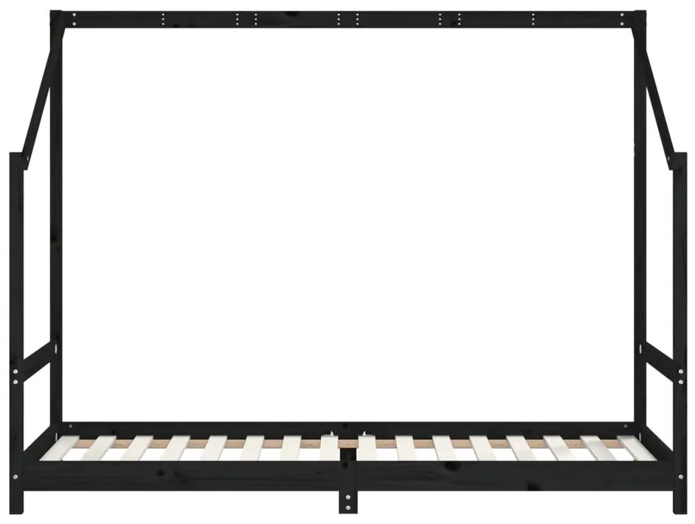 Πλαίσιο Παιδικού Κρεβατιού Μαύρο 2x(90x200)εκ Μασίφ Ξύλο Πεύκου - Μαύρο