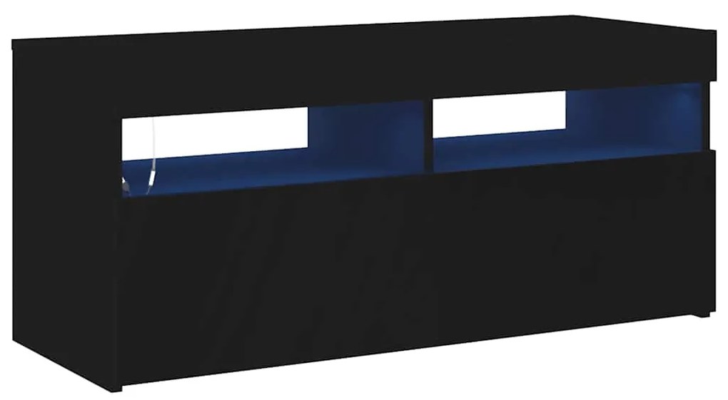 vidaXL Έπιπλο Τηλεόρασης με LED Μαύρο 90 x 35 x 40 εκ.