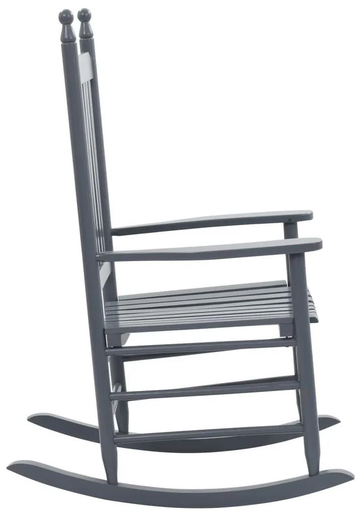 Πολυθρόνα Κουνιστή με Καμπυλωτό Κάθισμα Γκρι από Ξύλο Λεύκας - Γκρι