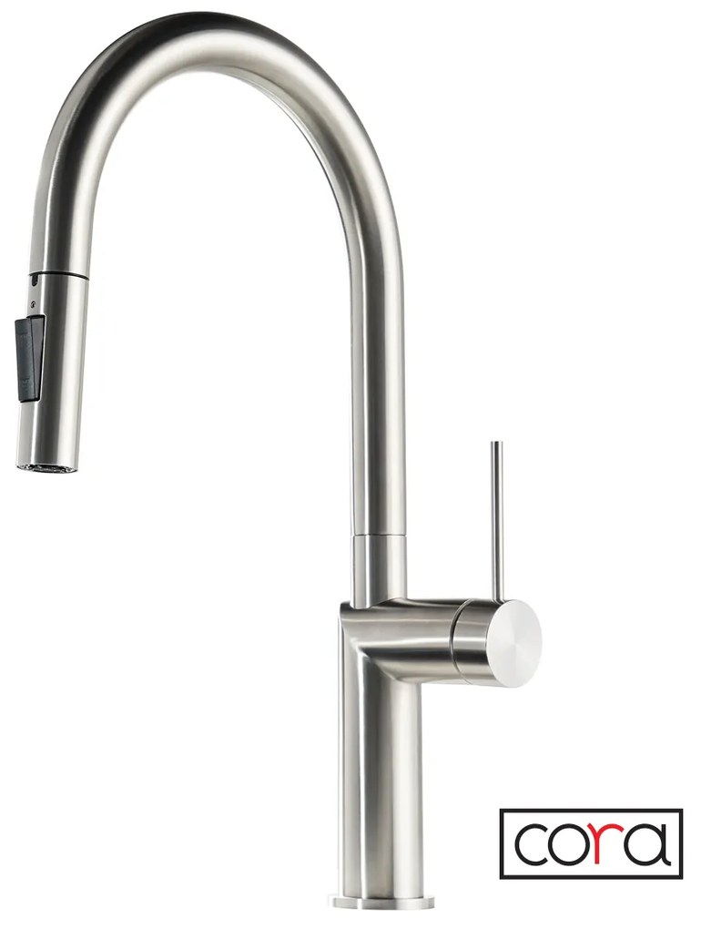 Μπαταρία Κουζίνας Συρόμενο Ντους Shower-Spray Cora Griffon Inox 316L 63630-111