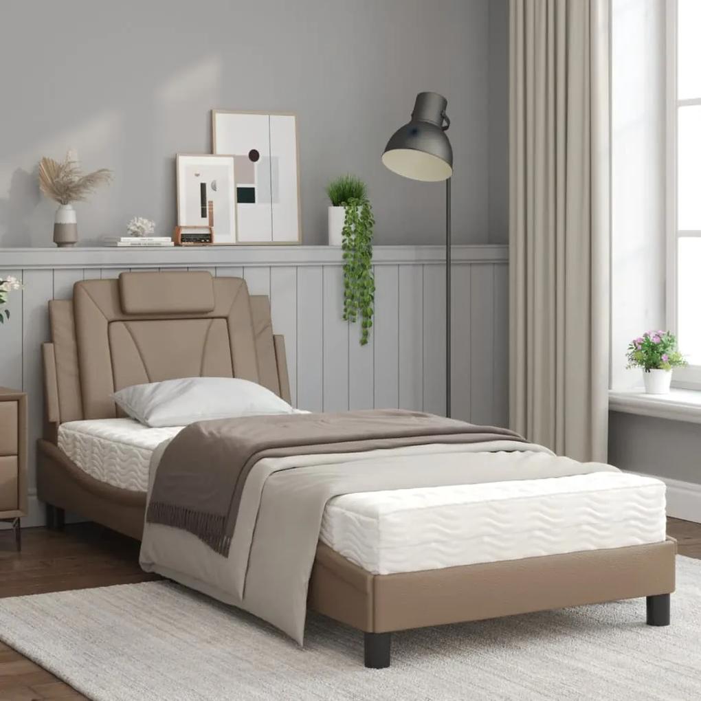 vidaXL Κρεβάτι με Στρώμα Καπουτσίνο 90x200 εκ. από Συνθετικό Δέρμα