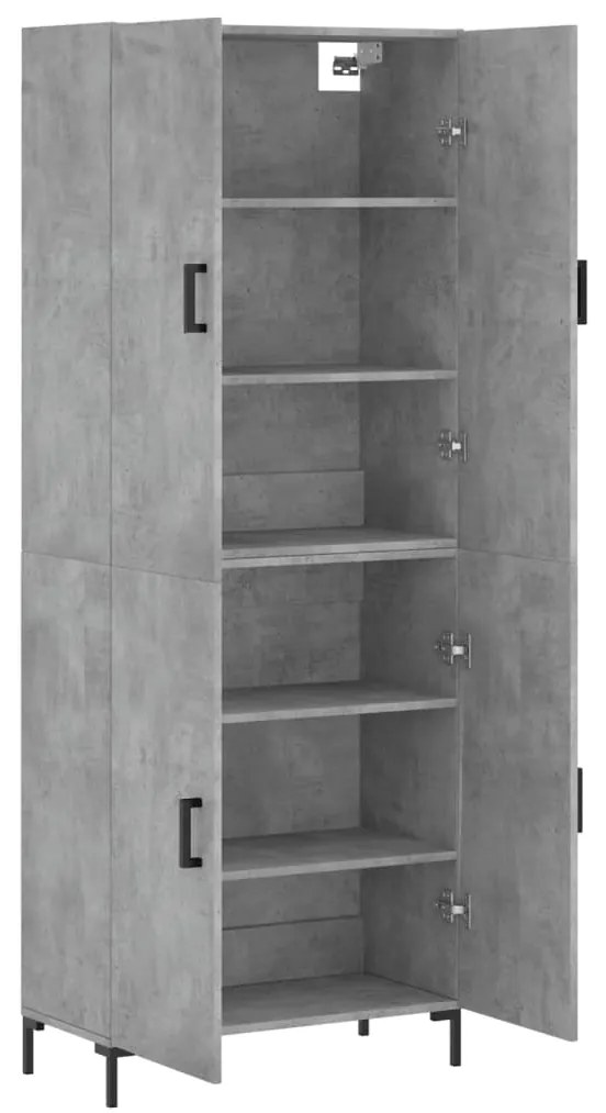 vidaXL Ντουλάπι Γκρι Σκυροδέματος 69,5x34x180 εκ. Επεξεργασμένο Ξύλο