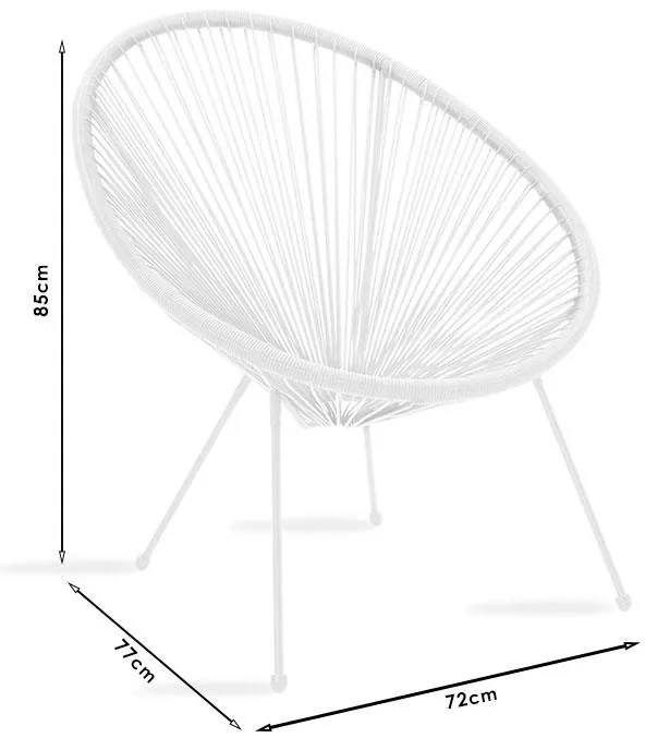 Πολυθρόνα Acapulco μέταλλο-pe λευκό 72x77x85 εκ.