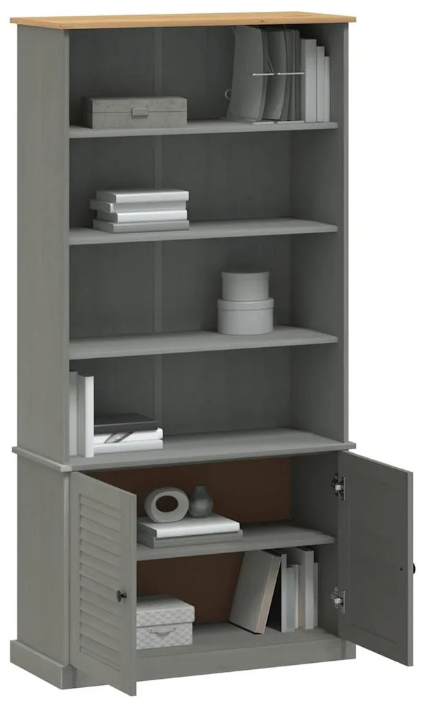 vidaXL Βιβλιοθήκη VIGO Γκρι 85 x 35 x 170 εκ. από Μασίφ Ξύλο Πεύκου