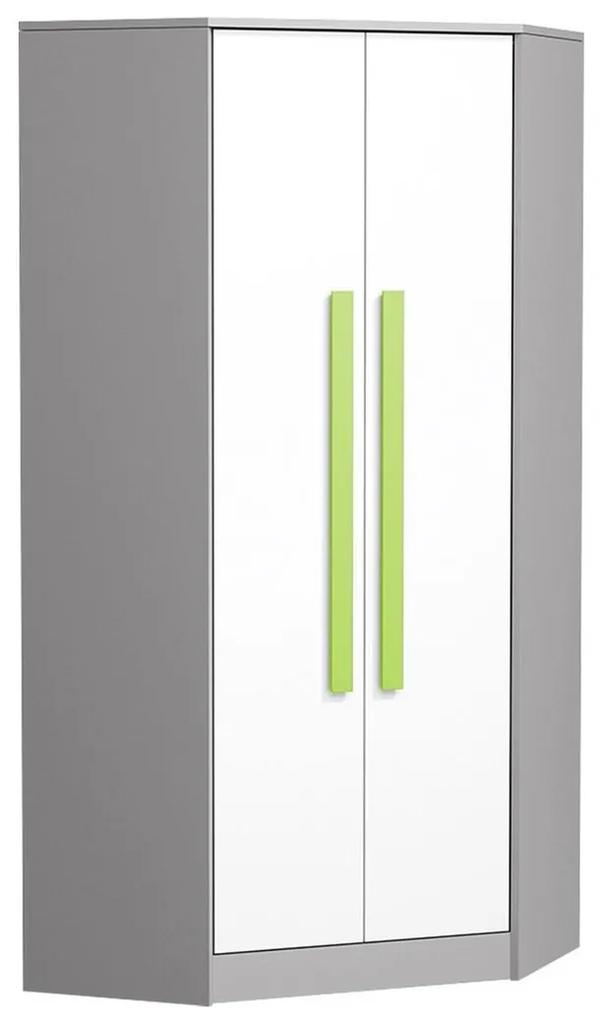 Γωνιακή ντουλάπα Akron H103, 87x191x87cm, 72 kg, Άσπρο, Ανθρακί, Πράσινο, Πλαστικοποιημένη μοριοσανίδα, Πόρτες ντουλάπας: Με μεντεσέδες, Γωνιακός