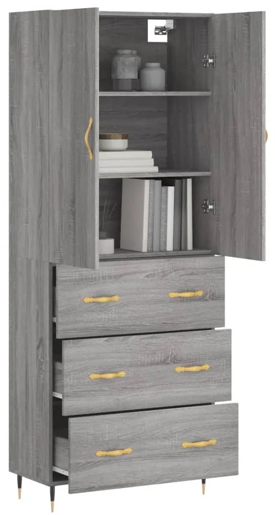 vidaXL Ντουλάπι Γκρι Sonoma 69,5 x 34 x 180 εκ. Επεξεργασμένο Ξύλο