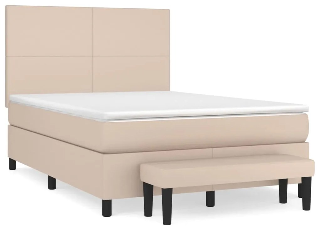 Κρεβάτι Boxspring με Στρώμα Καπουτσίνο 140x190εκ.από Συνθ.Δέρμα - Καφέ