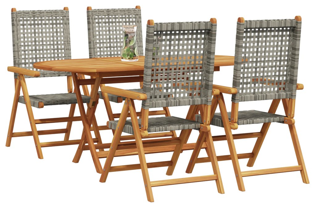 vidaXL Πτυσσόμενο Τραπέζι Κήπου 5 pcs Γκρι