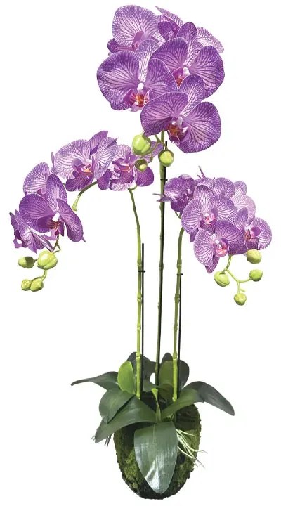 MarHome ΦΥΤΟ ΟΡΧΙΔΕΑ ΜΩΒ ΜΕ ΛΕΥΚΕΣ ΡΙΓΕΣ ΑΝΘΗ REAL TOUCH - Y82cm 2/KIB  04-94374-7