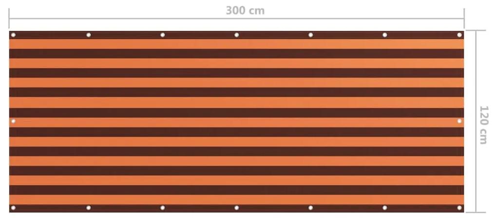 vidaXL Διαχωριστικό Βεράντας Πορτοκαλί/Καφέ 120x300 εκ. Ύφασμα Oxford