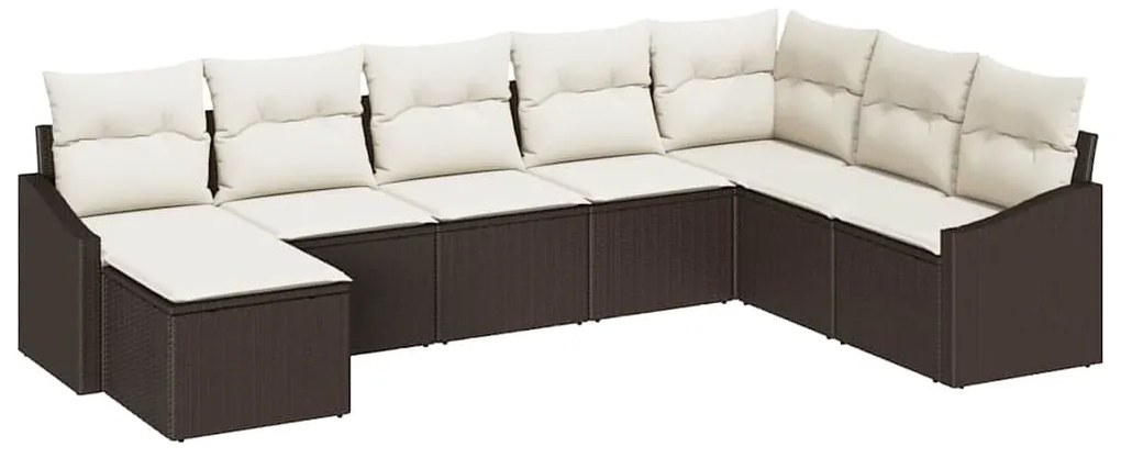 vidaXL Σέτ φαγητού για κήπο με μαξιλάρι 8 pcs Καφέ, Κρέμα