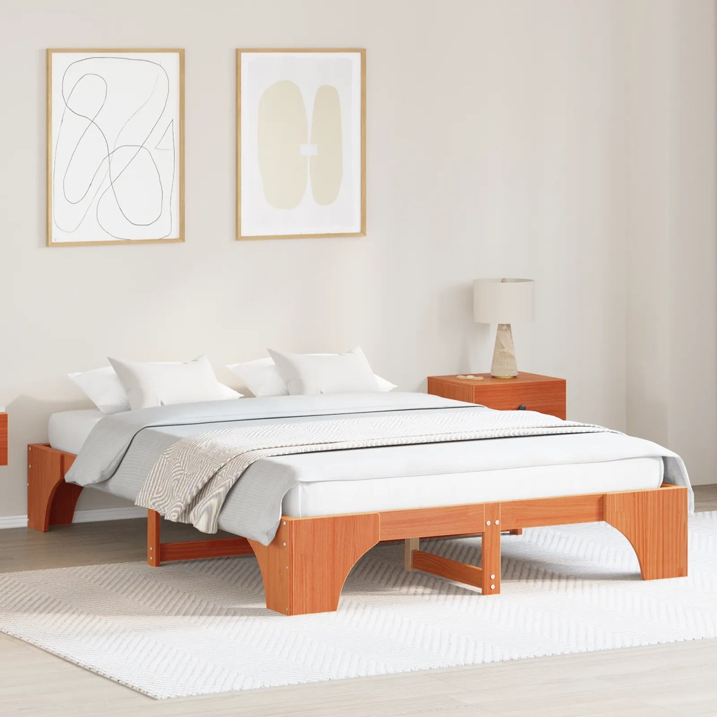 vidaXL Κρεβάτι Καφέ Ξύλο 160 x 200 cm Ανθεκτικό Μινιμαλιστικό Κρεβάτι