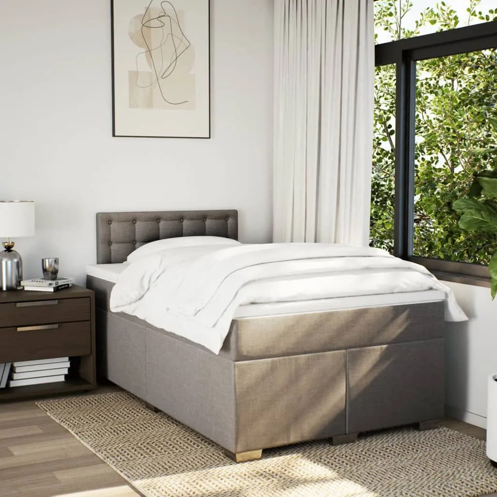 vidaXL Κρεβάτι Boxspring με Στρώμα Taupe 120x200 εκ. Υφασμάτινο