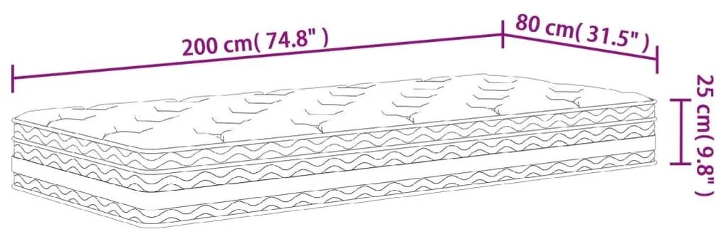 Στρώμα με Pocket Springs Μεσαία Σκληρότητα 80 x 200 εκ. - Λευκό