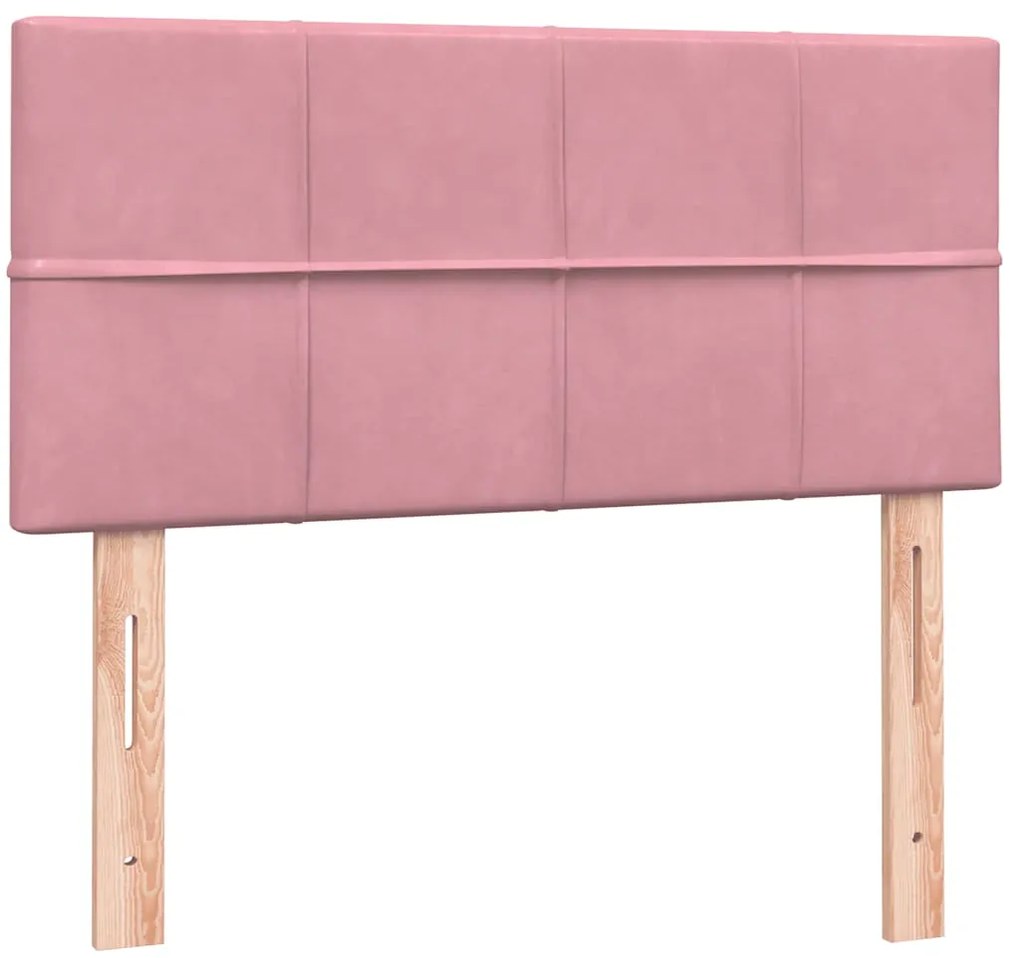 vidaXL Box Spring κρεβάτι με στρώμα ροζ 100x220 cm Βελούδινο