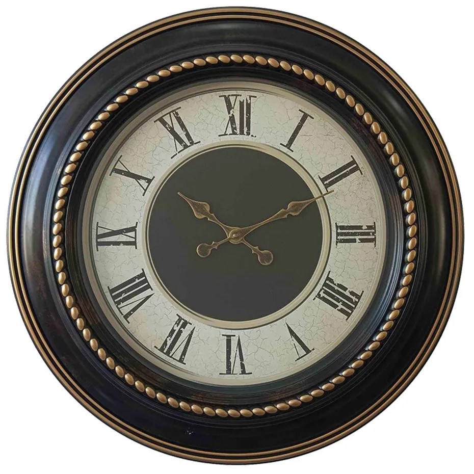 Ρολόι Τοίχου Retta 349-000008 Φ60,8x5,6cm Antique Black-Gold Inart Plastic