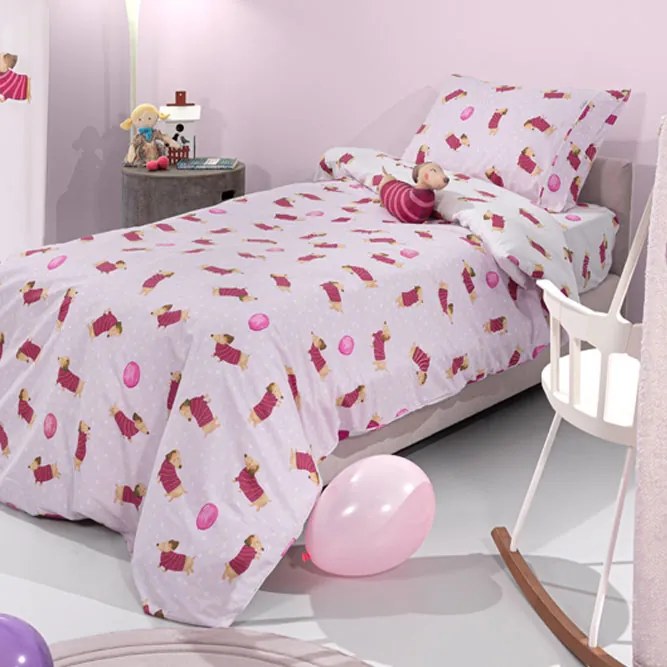 Σεντόνια Μονά (Σετ) Saint Clair Pet Fuchsia Λιλά,Πολύχρωμο,Ροζ ΧΩΡΙΣ ΛΑΣΤΙΧΟ 160x250
