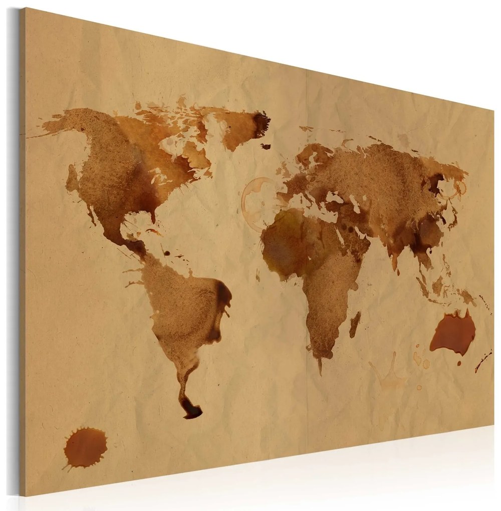 Πίνακας - The World painted with coffee 90x60