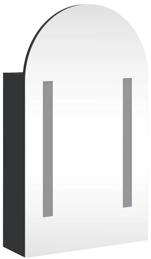 vidaXL Καθρέφτης Μπάνιου με Ντουλάπι &amp; LED Αψίδα Μαύρο 42x13x70 εκ.