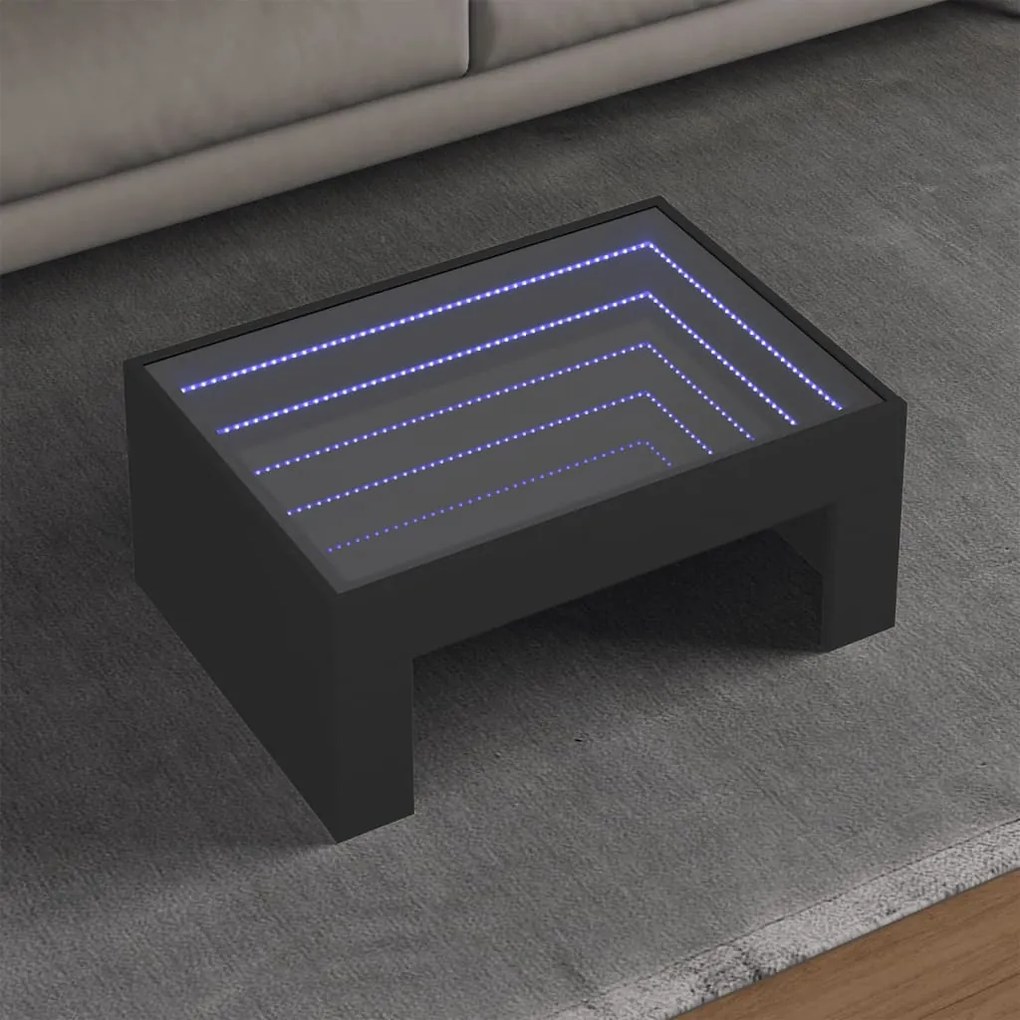 vidaXL Τραπεζάκι Σαλονιού Infinity LED Μαύρο 70x50x30 εκ.