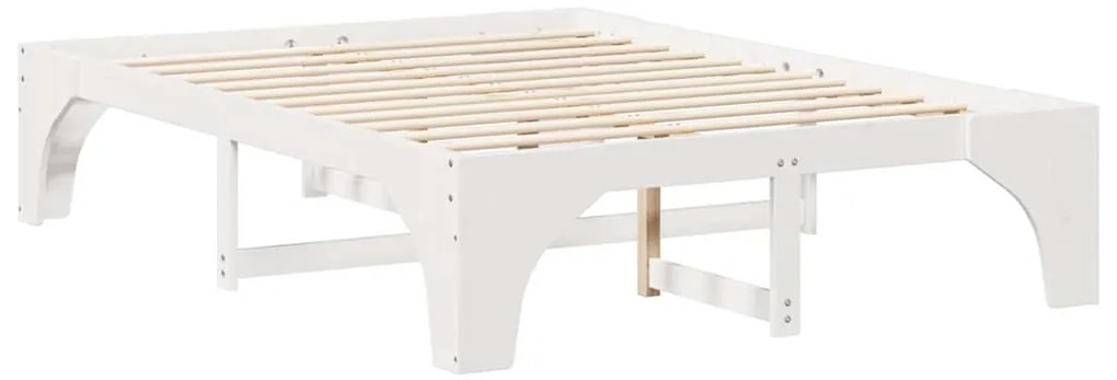 vidaXL Κρεβάτι δαπέδου Λευκό 150 x 200 cm Μασίφ ξύλο πεύκου