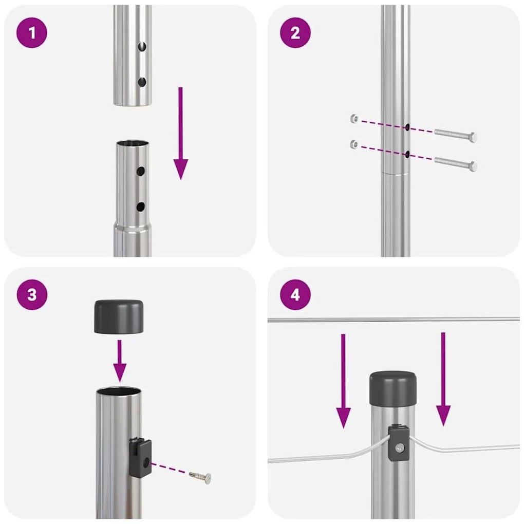 vidaXL Πό posts φράχτη 13 pcs Ασημί Ø32mm 190 εκ Γαλβανισμένος χάλυβας