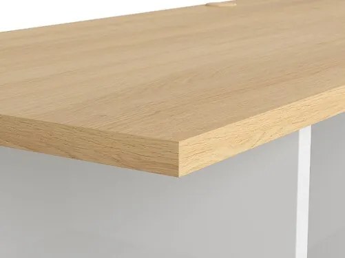 Τραπέζι γραφείου Boston BM114, 76x160x71cm, 31 kg, Γυαλιστερό λευκό, Δρυς | Epipla1.gr