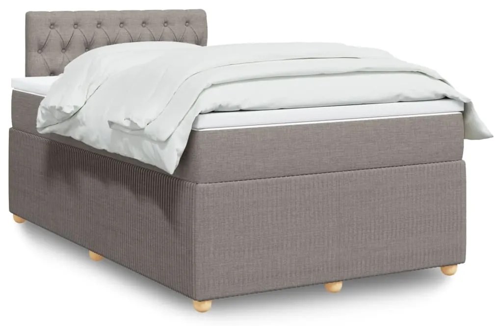 vidaXL Κρεβάτι Boxspring με Στρώμα Taupe 120x200 εκ. Υφασμάτινο