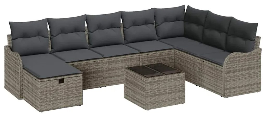 vidaXL Σετ Καναπέ Κήπου 9 pcs Γκρι 287,5 x 177,5 x 85 εκ. Πολυ ράταν