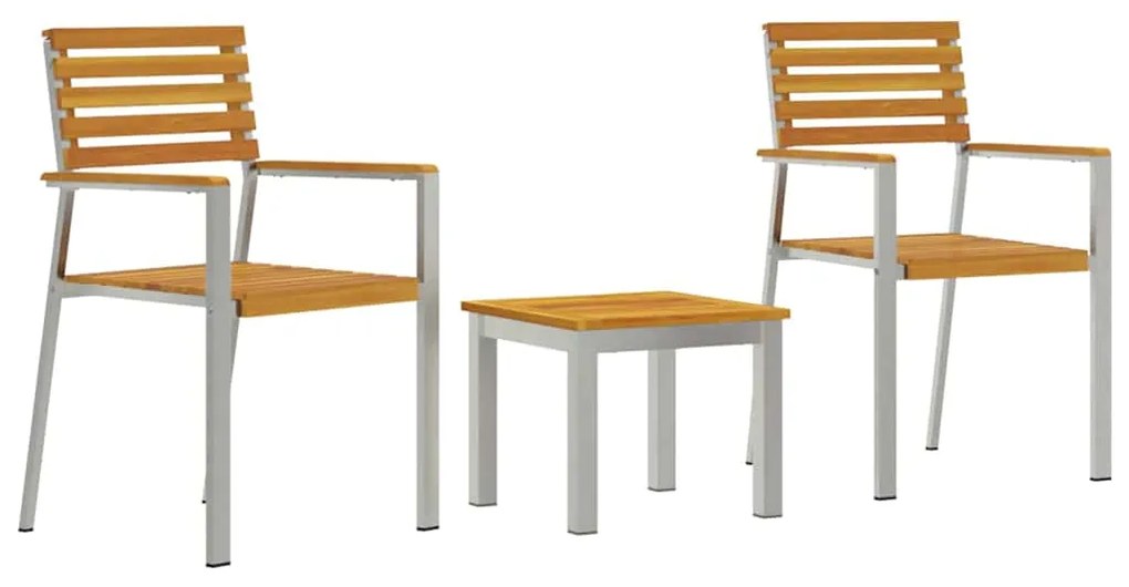 vidaXL Σέτ φαγητού για κήπο 3 pcs Καφέ Στερεό Ξύλο Ακακίας