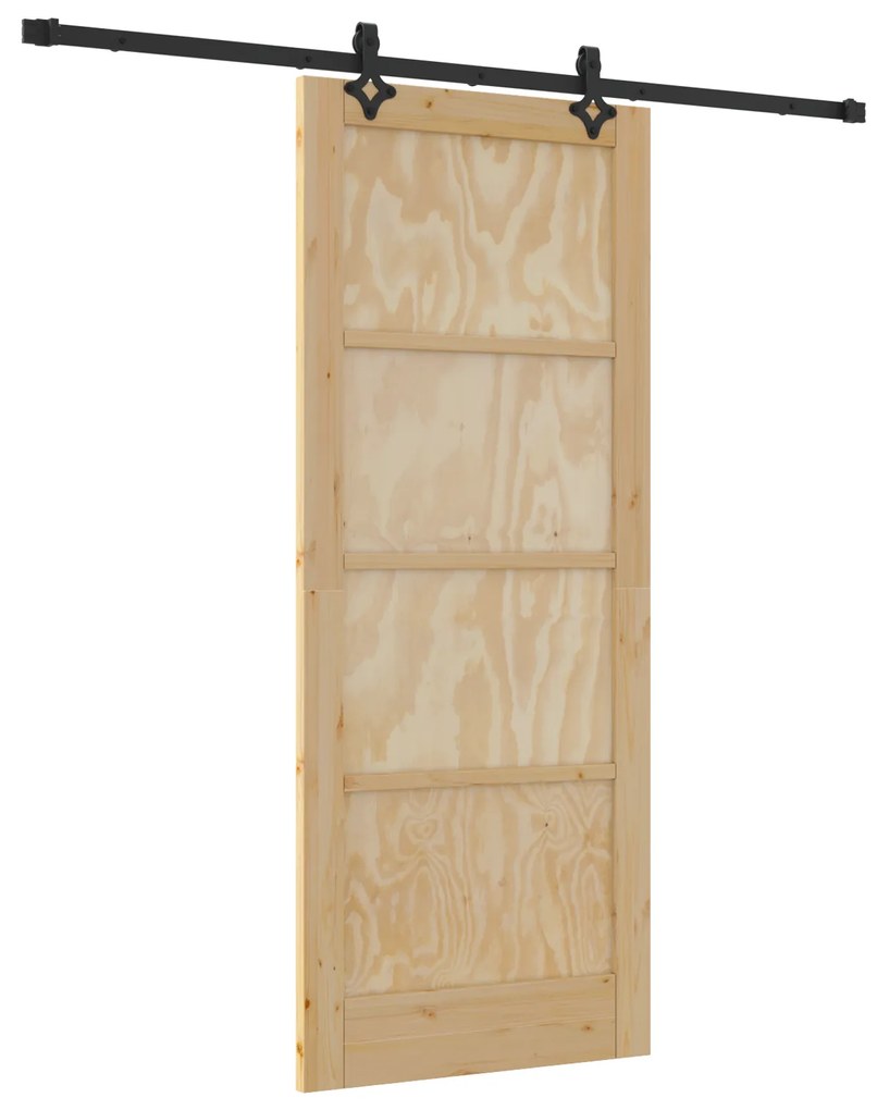 vidaXL Συρόμενη Πόρτα με Σετ Συστήματος 83x202 cm Συμπαγές Ξύλο Πεύκου