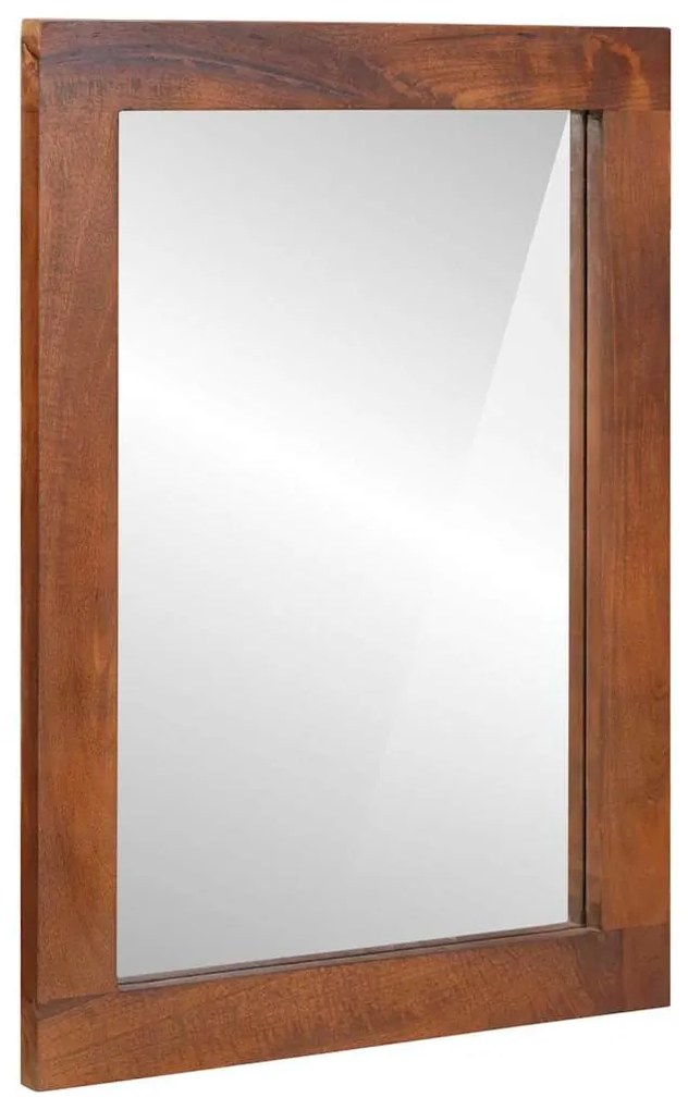 Καθρέφτης καφέ και ασημί 50 x 70 cm Στερεό ξύλο μάνγκο, γυαλί