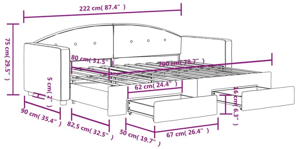 Καναπές Κρεβάτι Συρόμενος Μπλε 80x200 εκ. Βελούδινος Συρτάρια - Μπλε